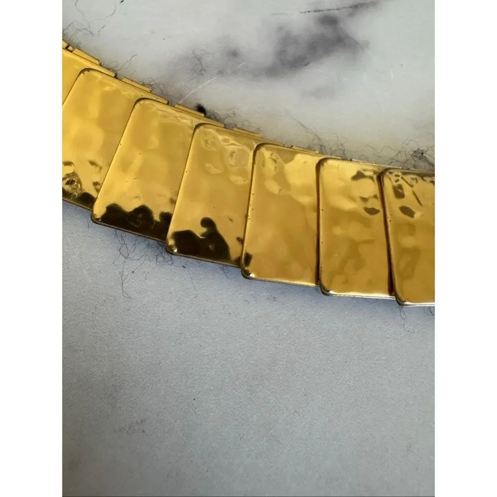 Vintage gold metal scale belt adjustable stretchy golden 80s large X-large